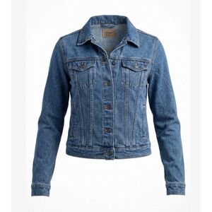 Schmidt Denim Jacket Women's Large Cropped Jean Jacket Classic Blue